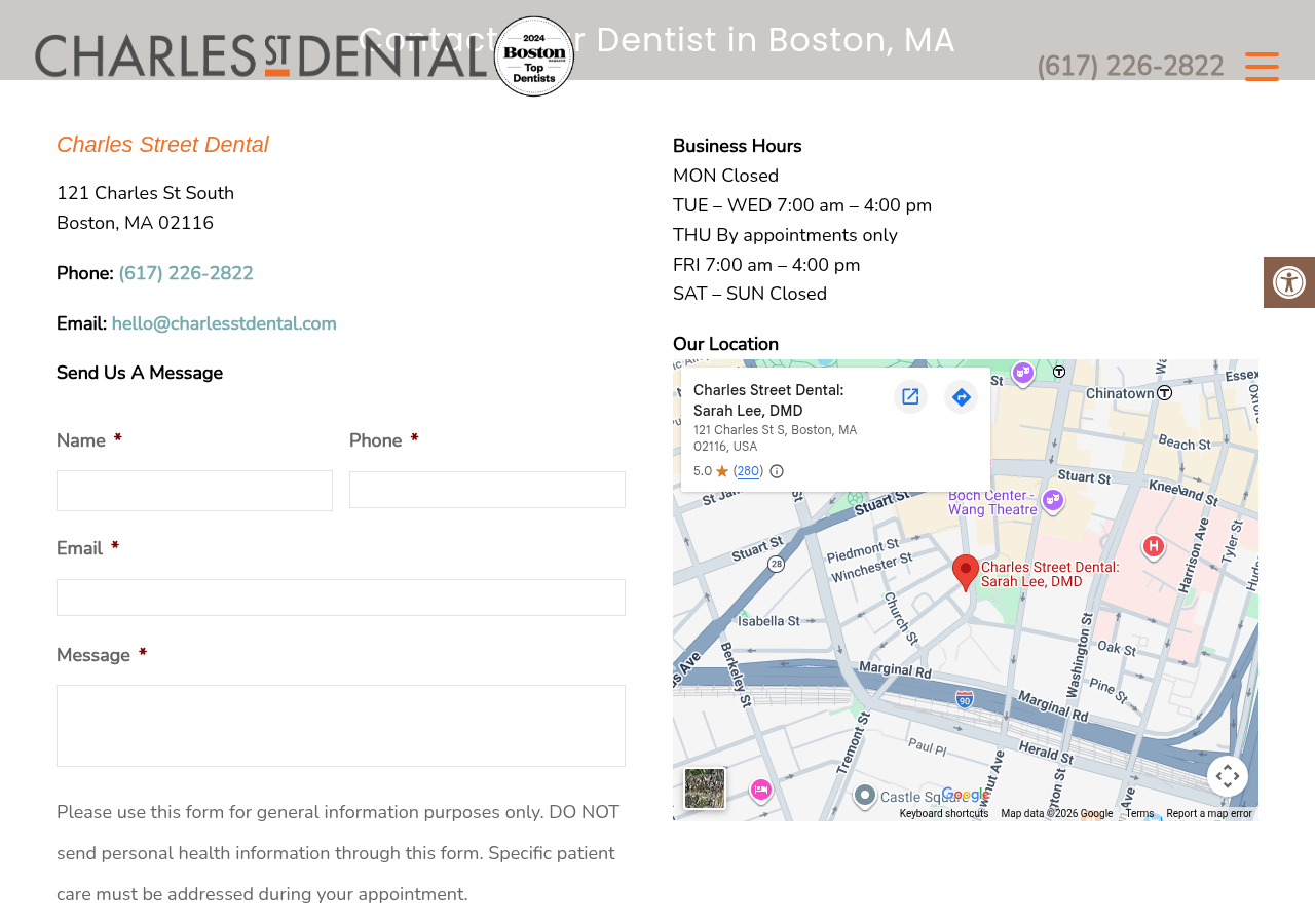 Screenshot of Dentist Near Me - Contact Us | Charles Street Dental act Us | Charles Street DentalAccessibility ToolsIncrease TextDecrease TextGrayscaleLinks UnderlineReadable Font
