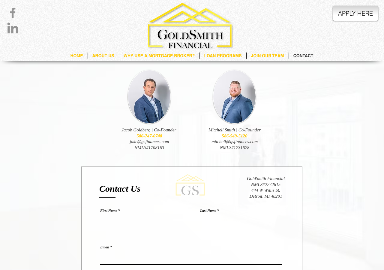 Screenshot of CONTACT | GoldSmith Financial