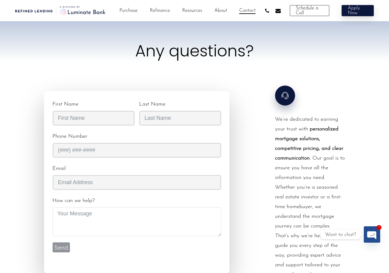Screenshot of Contact Refined Lending: Your Mortgage Solution | 2025