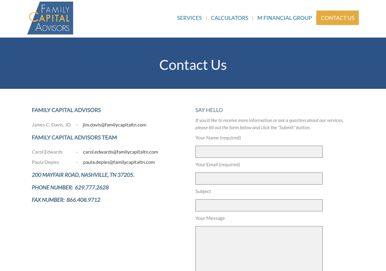 Screenshot of Contact Us - Family Capital Advisors