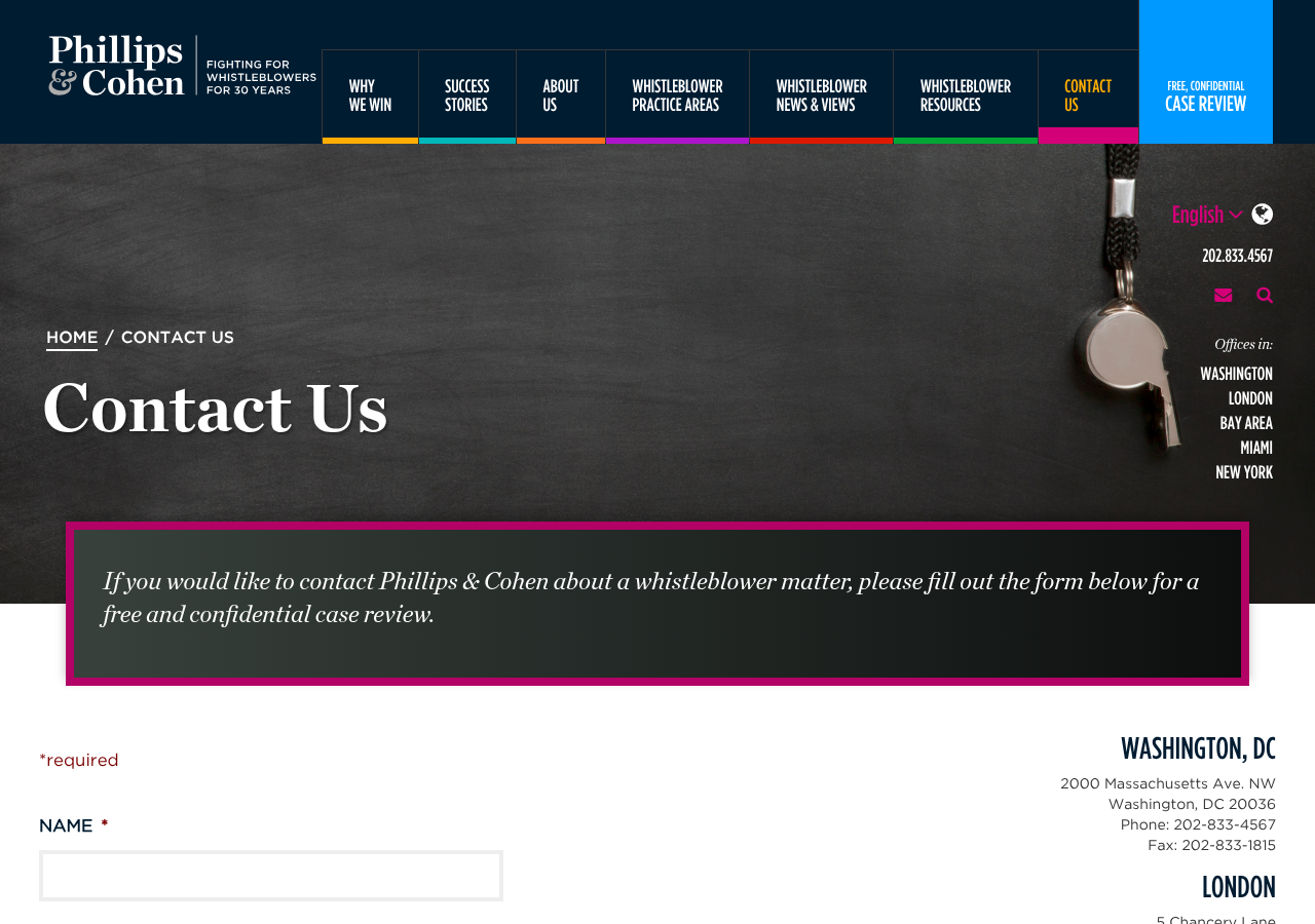 Screenshot of Contact Us | Phillips & Cohen