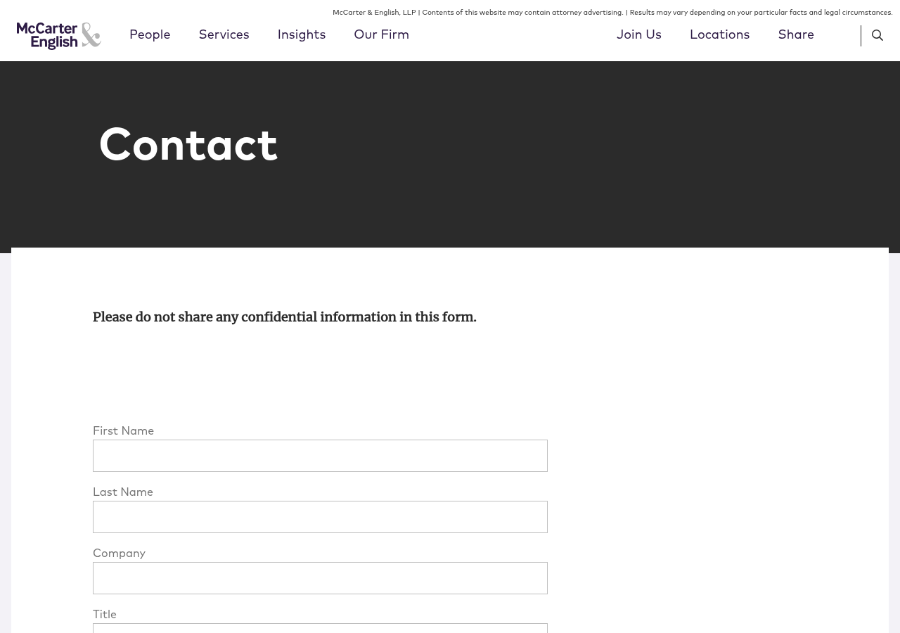Screenshot of Contact | McCarter & English, LLP