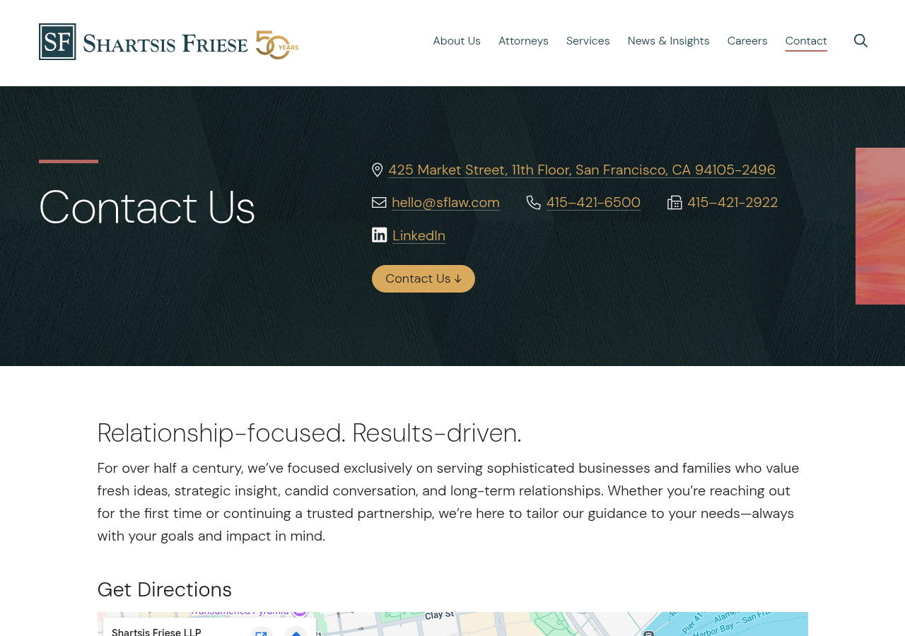 Screenshot of Contact Us - Shartsis Friese