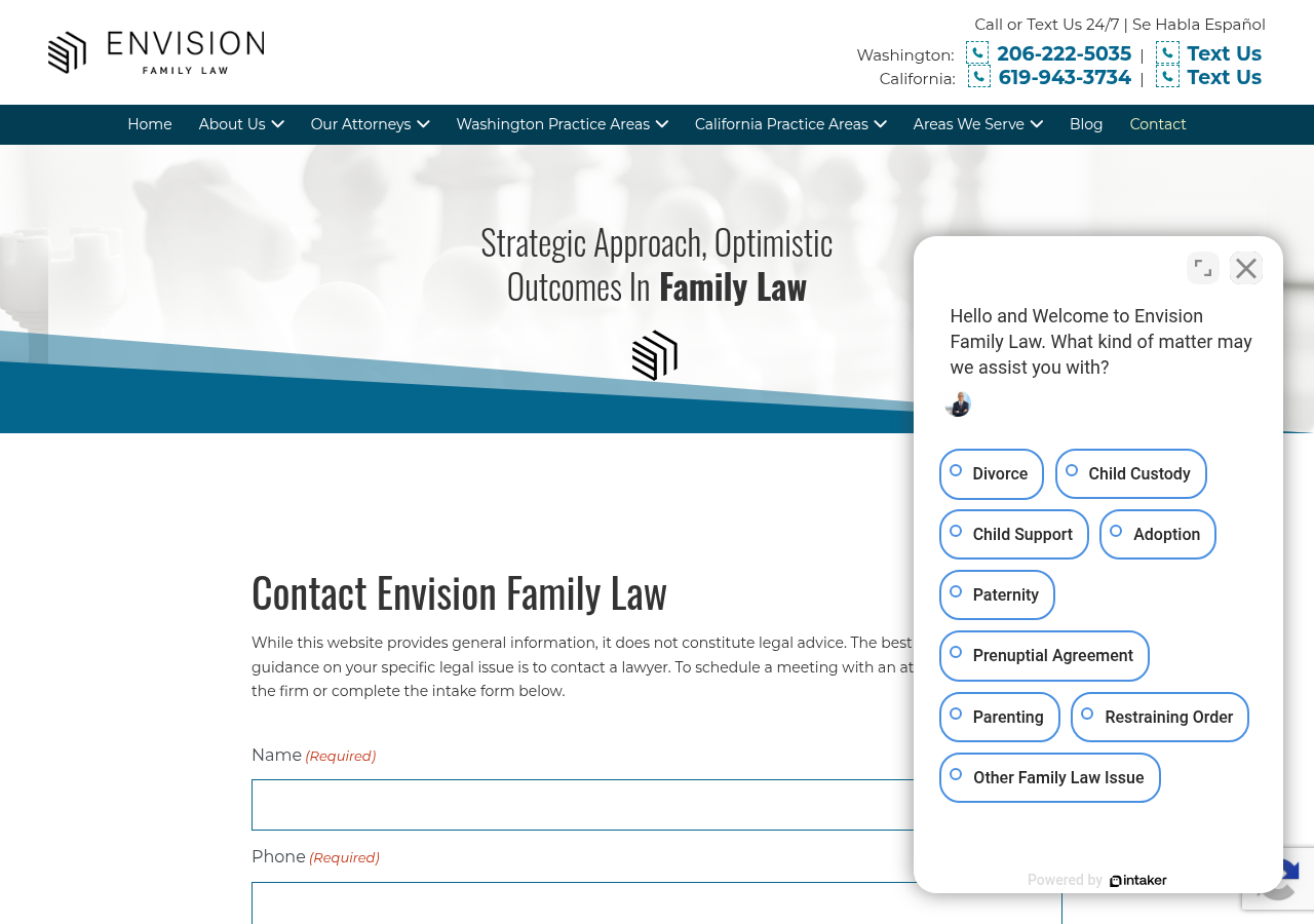 Screenshot of Contact | Envision Family Law