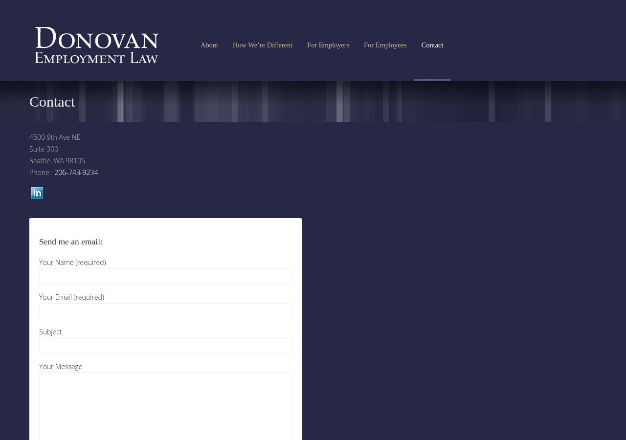 Screenshot of Contact - Donovan Employment Law
