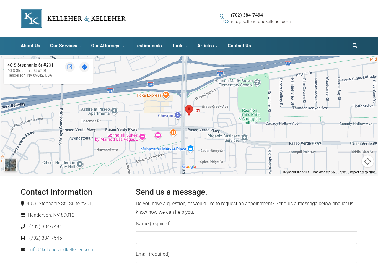Screenshot of Contact Us - Kelleher & Kelleher