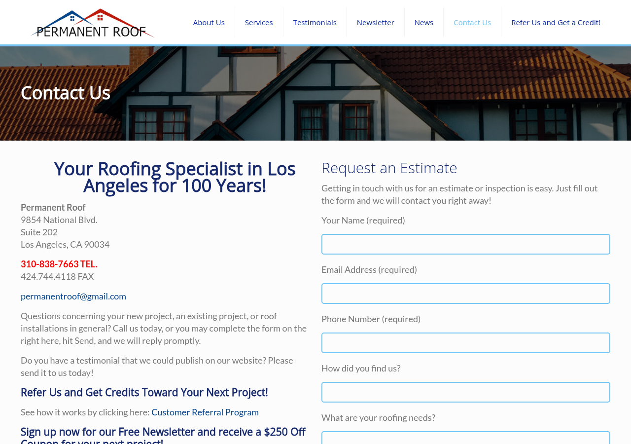 Screenshot of Contact Us – Permanent Roof