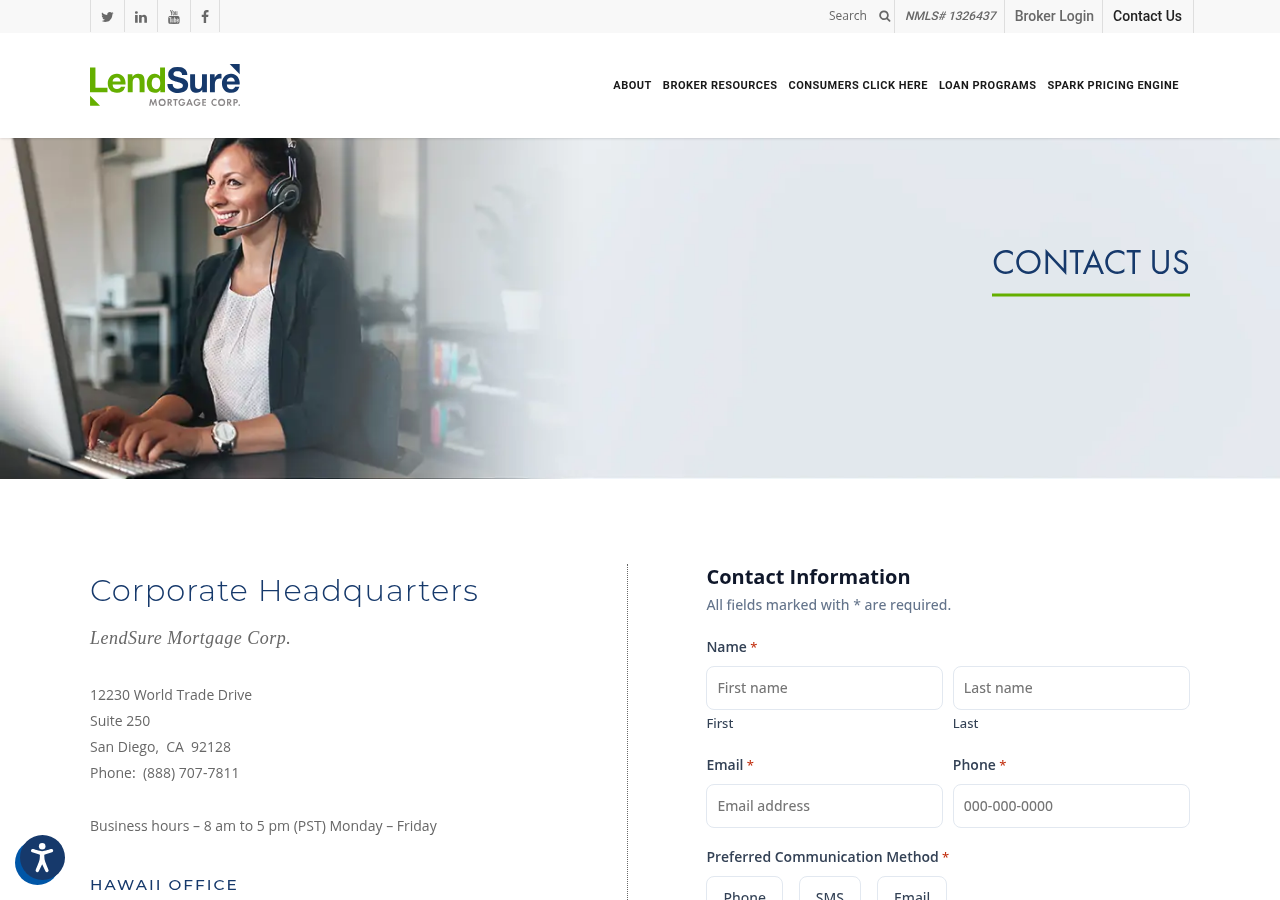 Screenshot of Contact LendSure Here - LendSure Mortgage Corp
