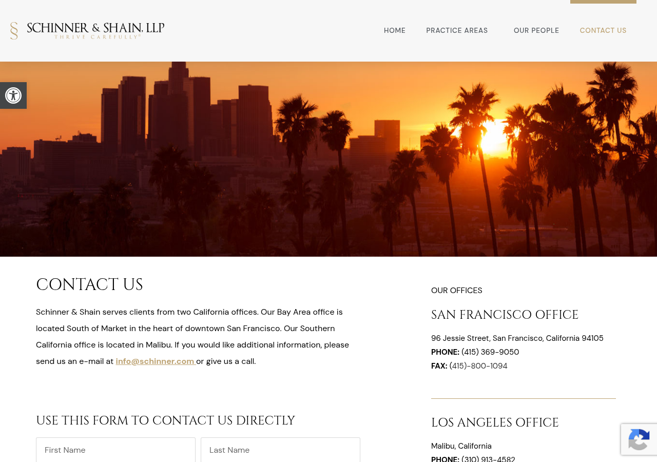 Screenshot of Contact Us - Schinner & ShainAccessibility ToolsIncrease TextDecrease TextGrayscaleHigh ContrastNegative ContrastLight BackgroundLinks UnderlineReadable FontReset