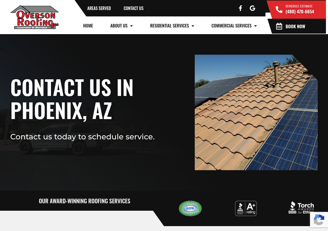 Screenshot of Contact Us | Overson Roofing