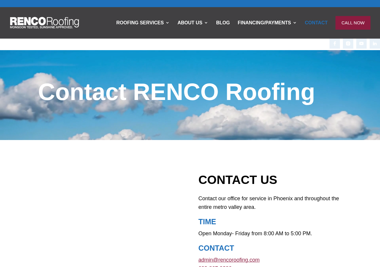 Screenshot of Contact RENCO Roofing in Phoenix, AZ