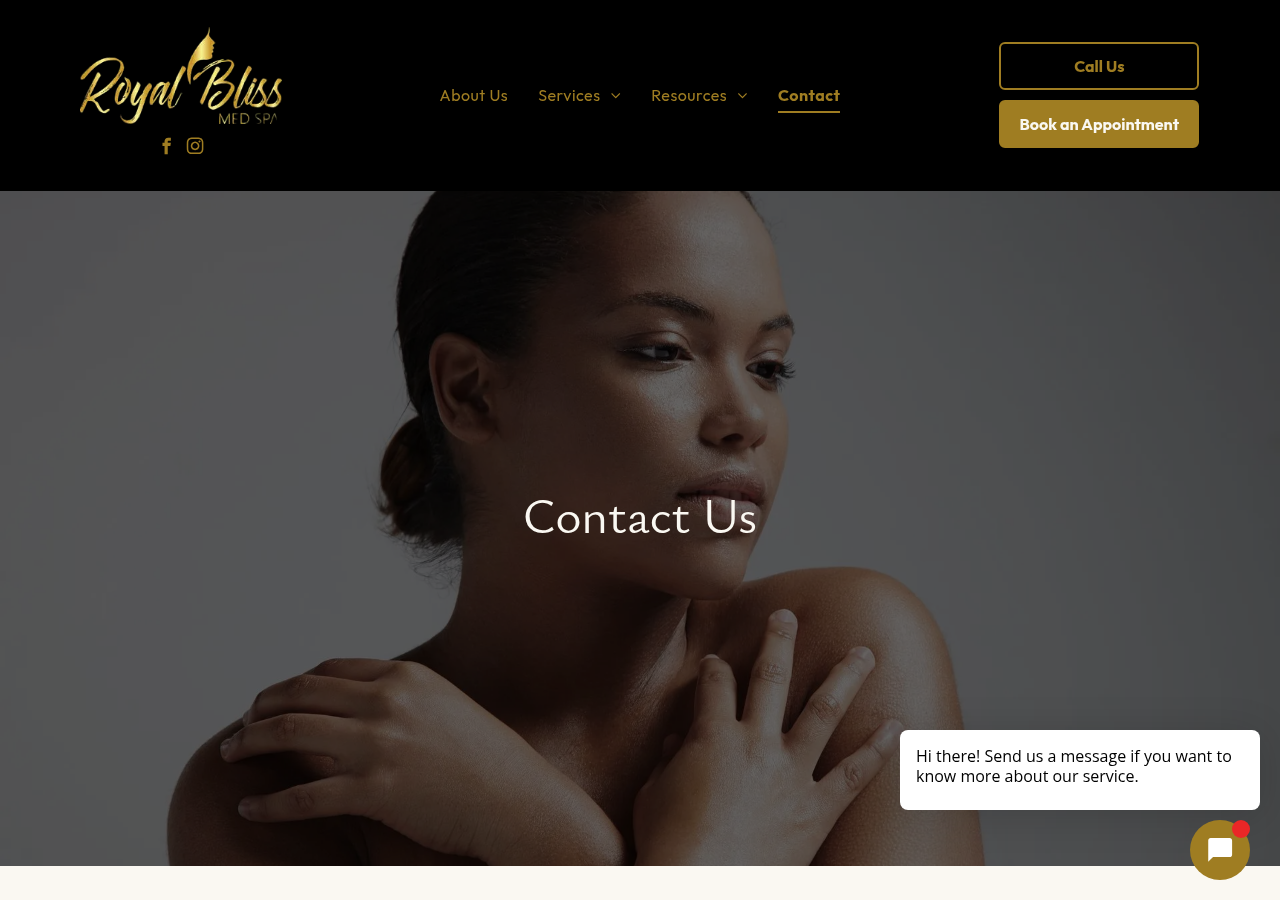 Screenshot of Contact | Atlanta, GA | ROYAL BLISS MED SPA