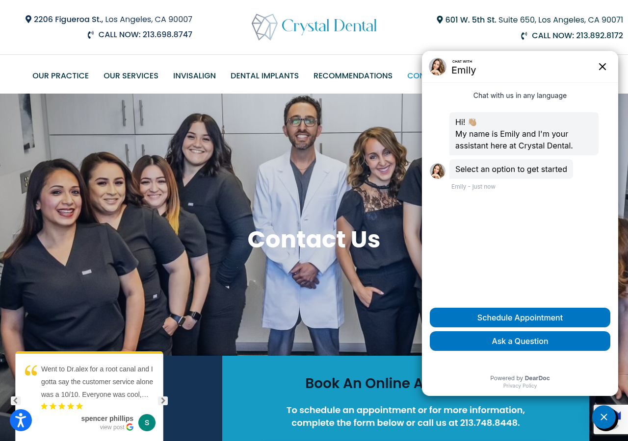 Screenshot of Contact Crystal Dental | Los Angeles Dental Clinic