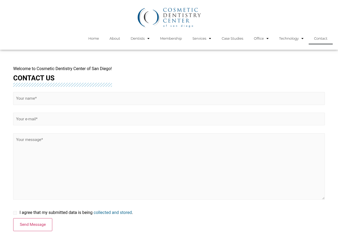Screenshot of Contact - Cosmetic Dentistry Center of San Diego and Dr. Nathan Hornsby