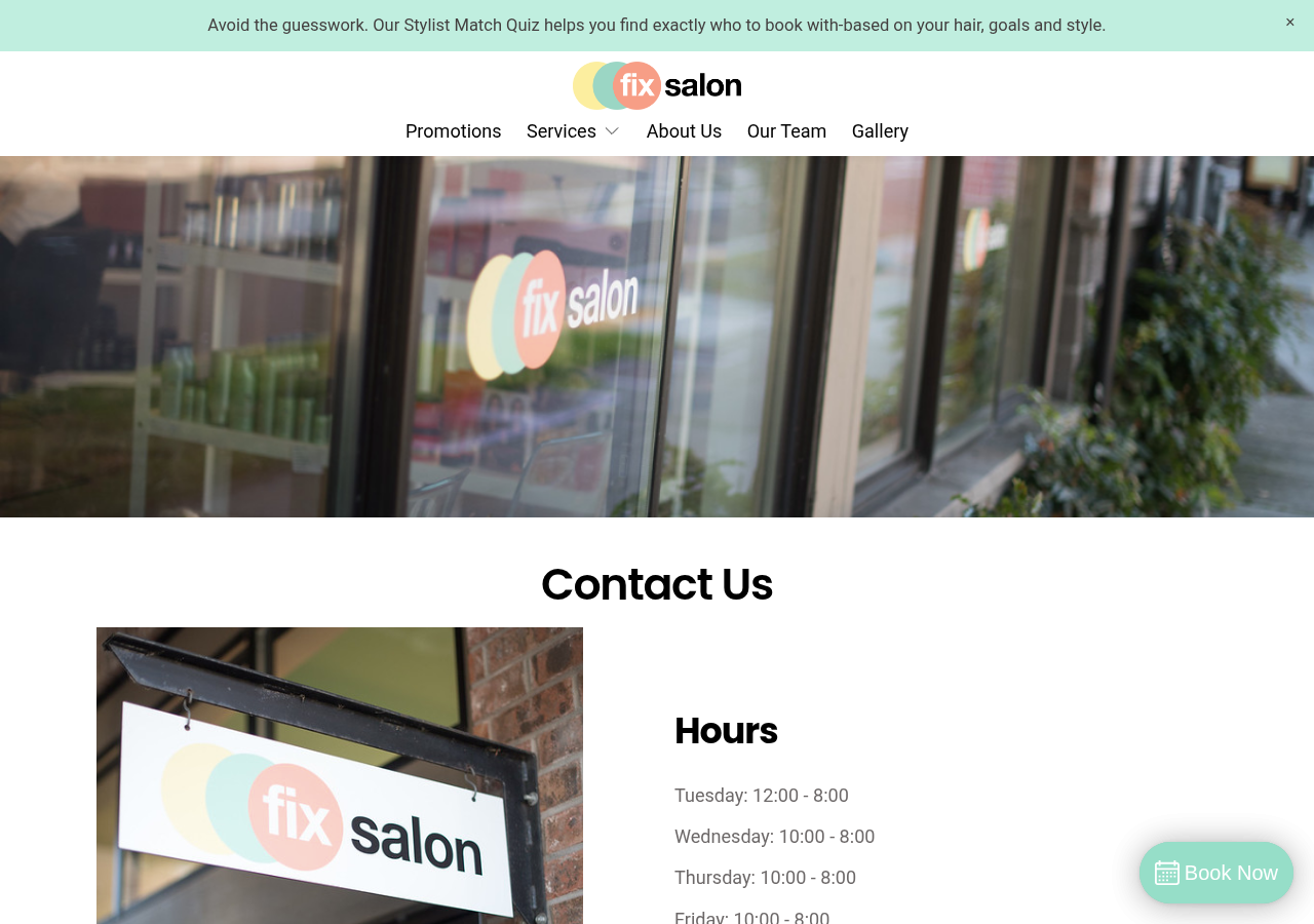 Screenshot of Contact Us — Fix Salon | Voted Best Salon for Cut and Color Seattle Magazine