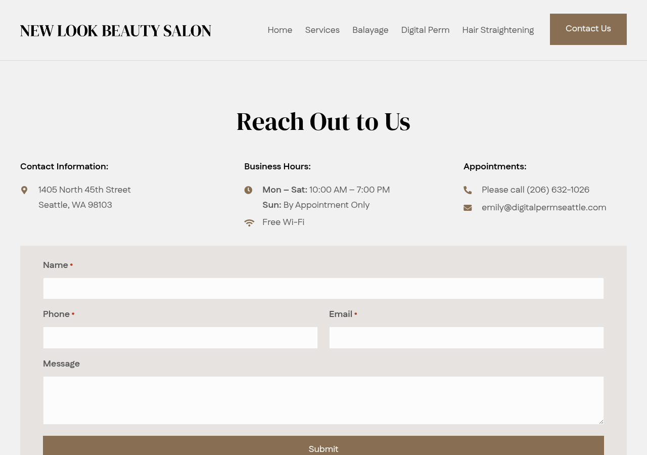 Screenshot of Reach Us Today - NEW LOOK BEAUTY SALON