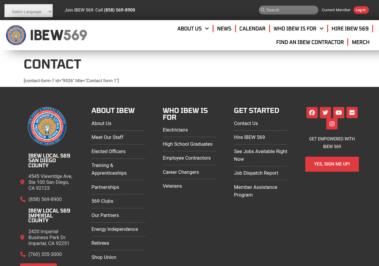 Screenshot of Contact - IBEW International Brotherhood of Electrical Workers Local 569