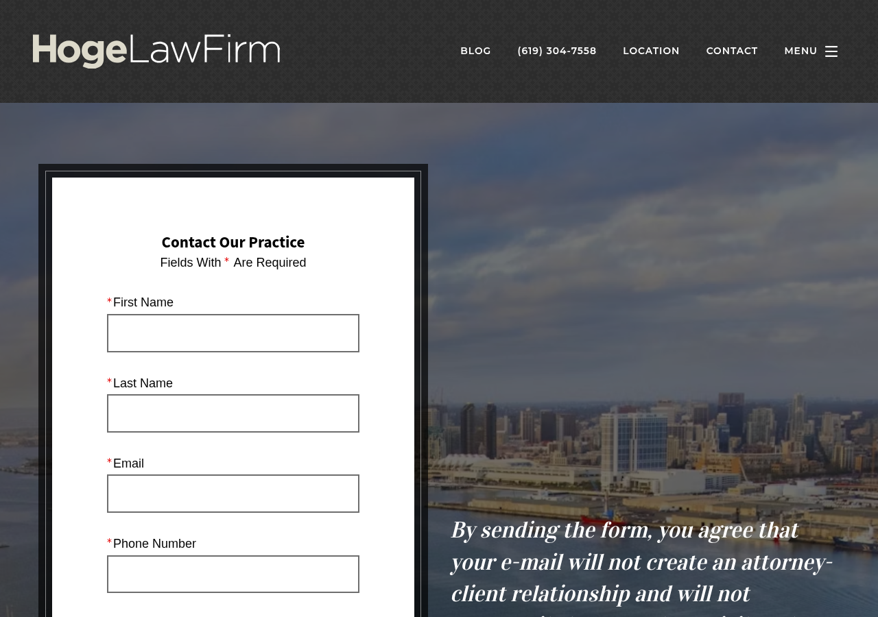 Screenshot of Contact Us - San Diego, CA - Hoge Law Firm - Business Litigation  - Hoge Law FirmSocial Accounts Sprite