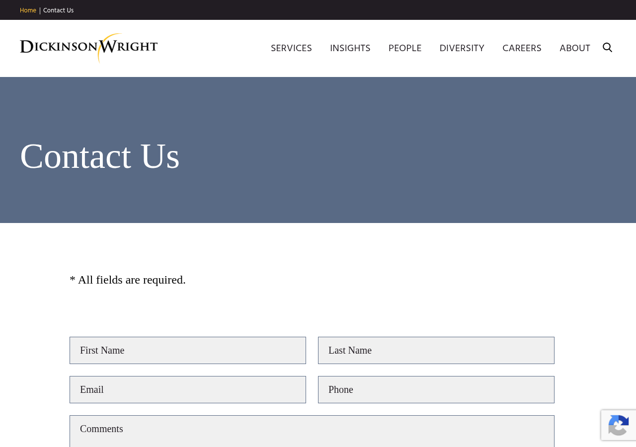 Screenshot of Contact Us | Dickinson Wright