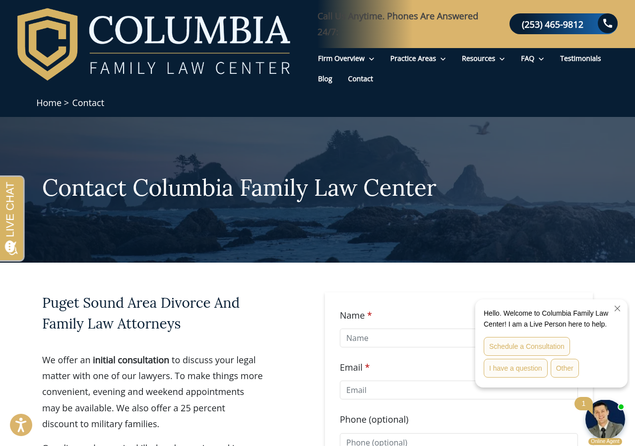 Screenshot of Contact Us | Columbia Family Law Center