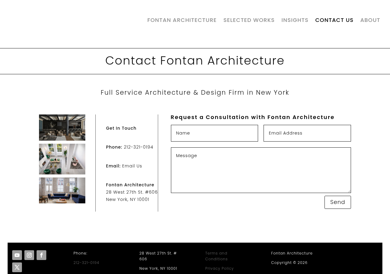Screenshot of Contact Us · Fontan Architecture