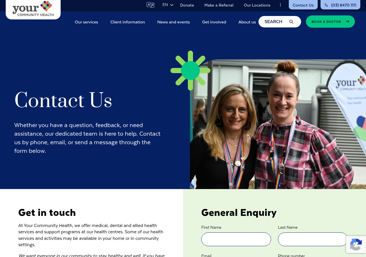 Screenshot of Contact us | Your Community Health