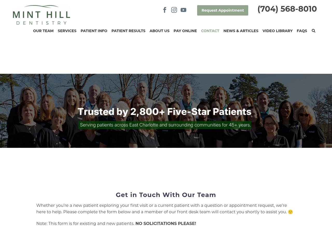 Screenshot of Contact Us | Mint Hill Dentistry | Dentist Charlotte NC