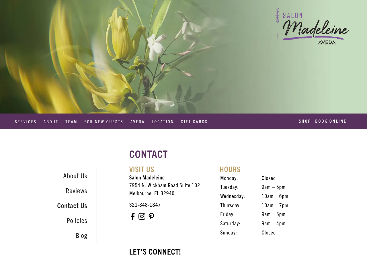 Screenshot of Contact Salon Madeleine | Premier Aveda Salon in Melbourne, FL