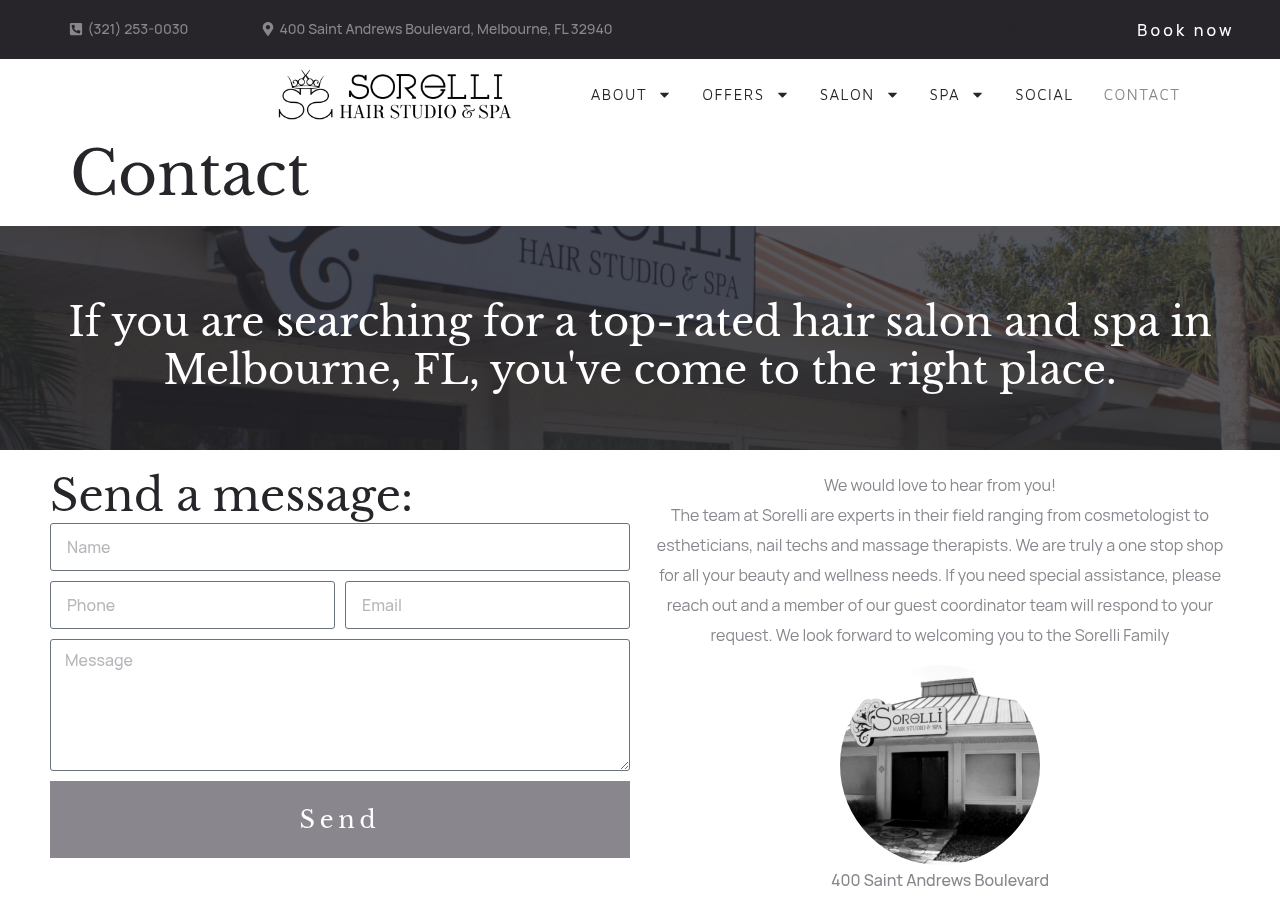 Screenshot of Contact – Sorelli Hair Studio & Spa