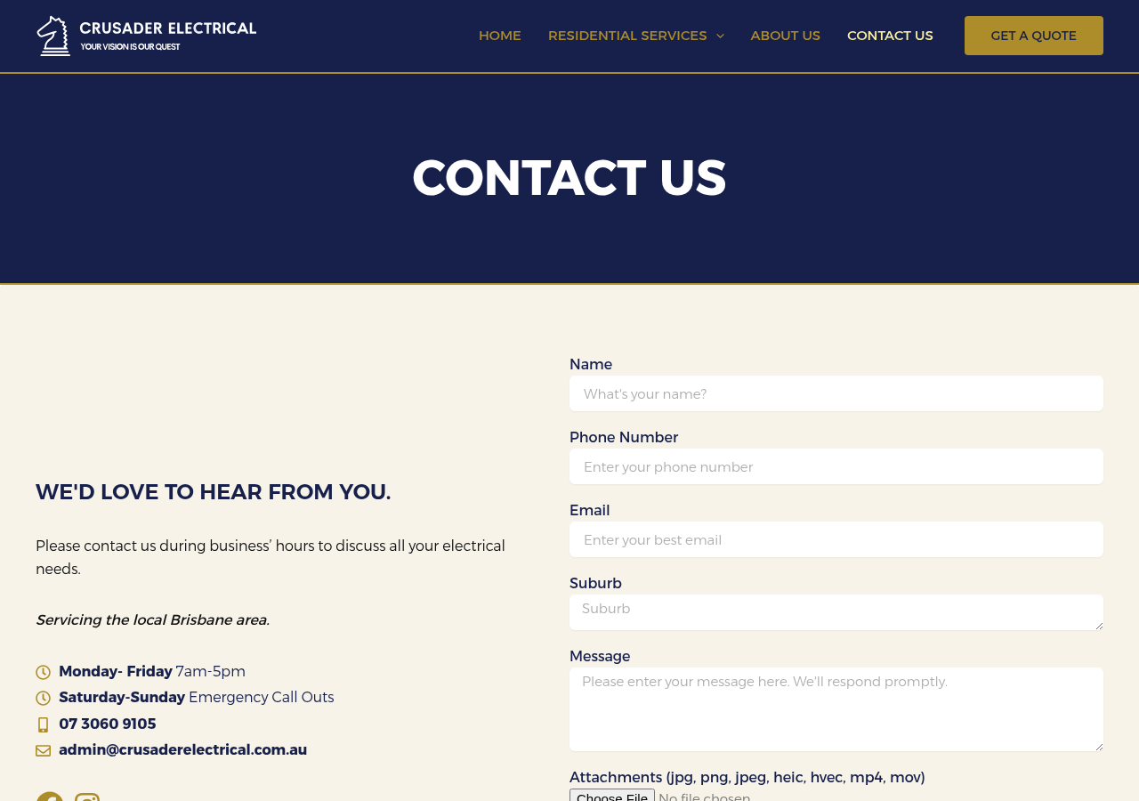 Screenshot of Contact us | Crusader Electrical