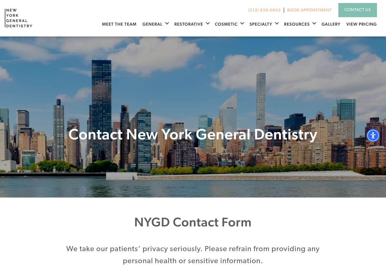 Screenshot of Contact Us | (212) 838-0842 | Dr. Inna Chern | New York General Dentistry
