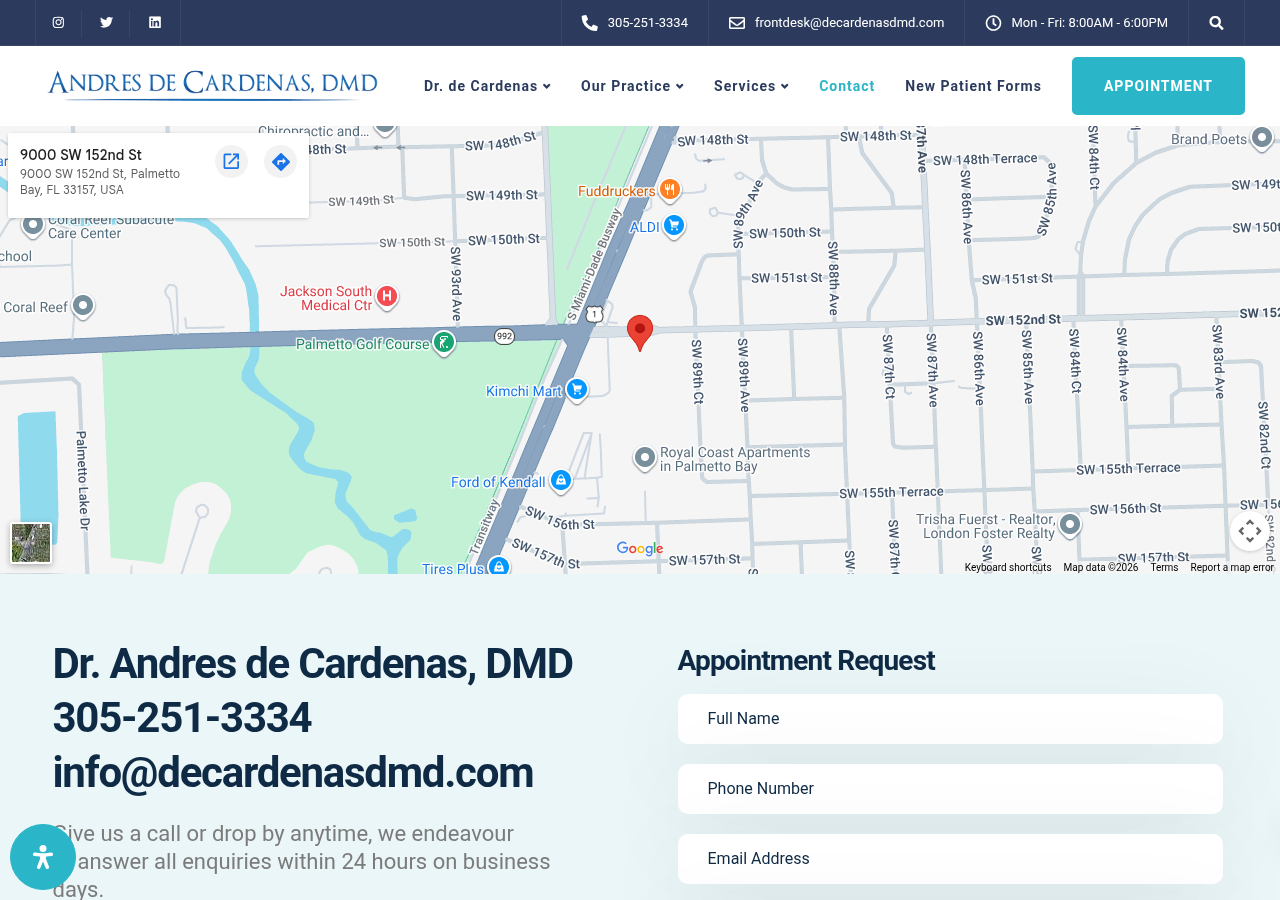 Screenshot of Contact - Family Dental Care Miami | Miami Cosmetic Dentist