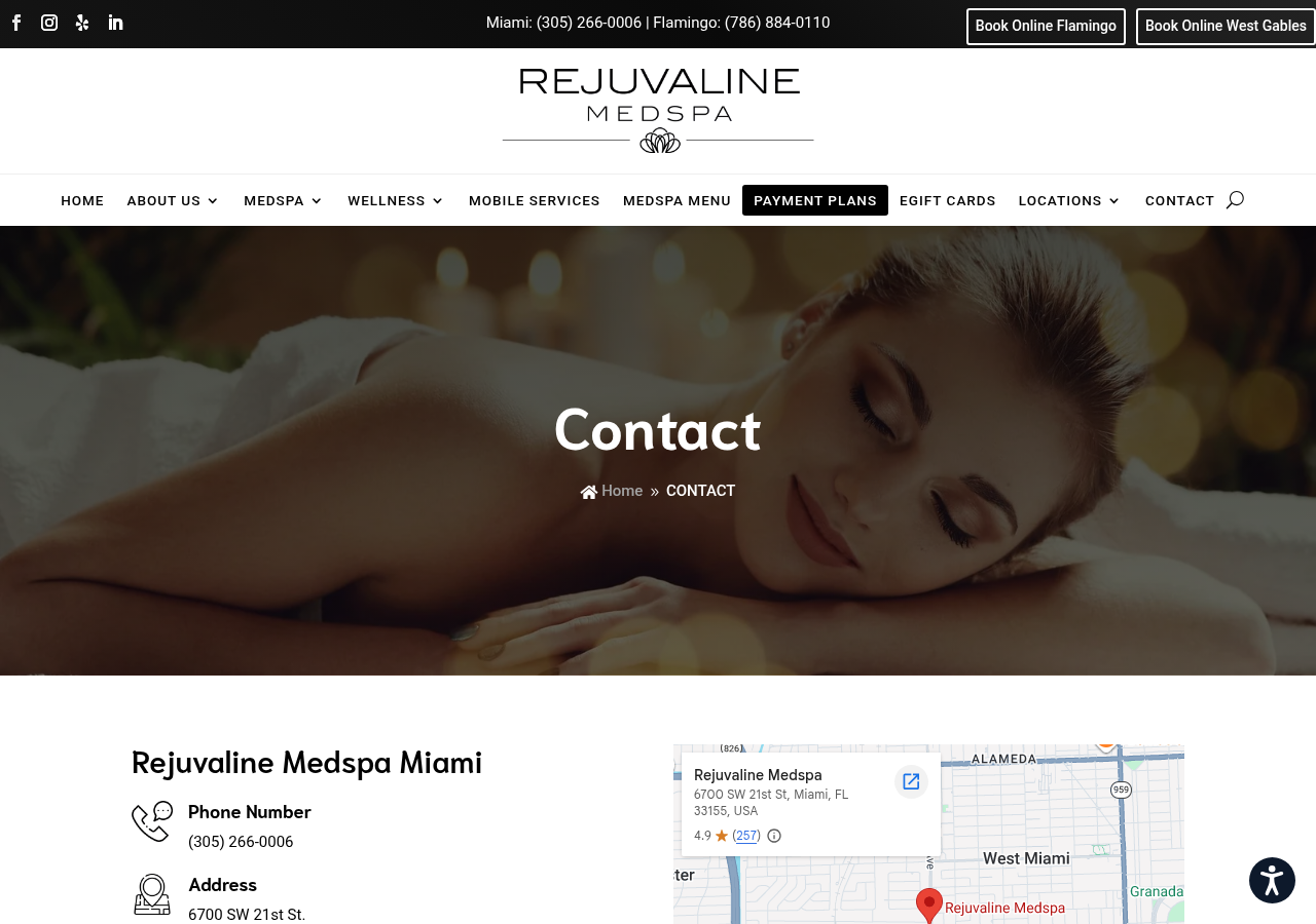 Screenshot of CONTACT | Rejuvaline Medspa