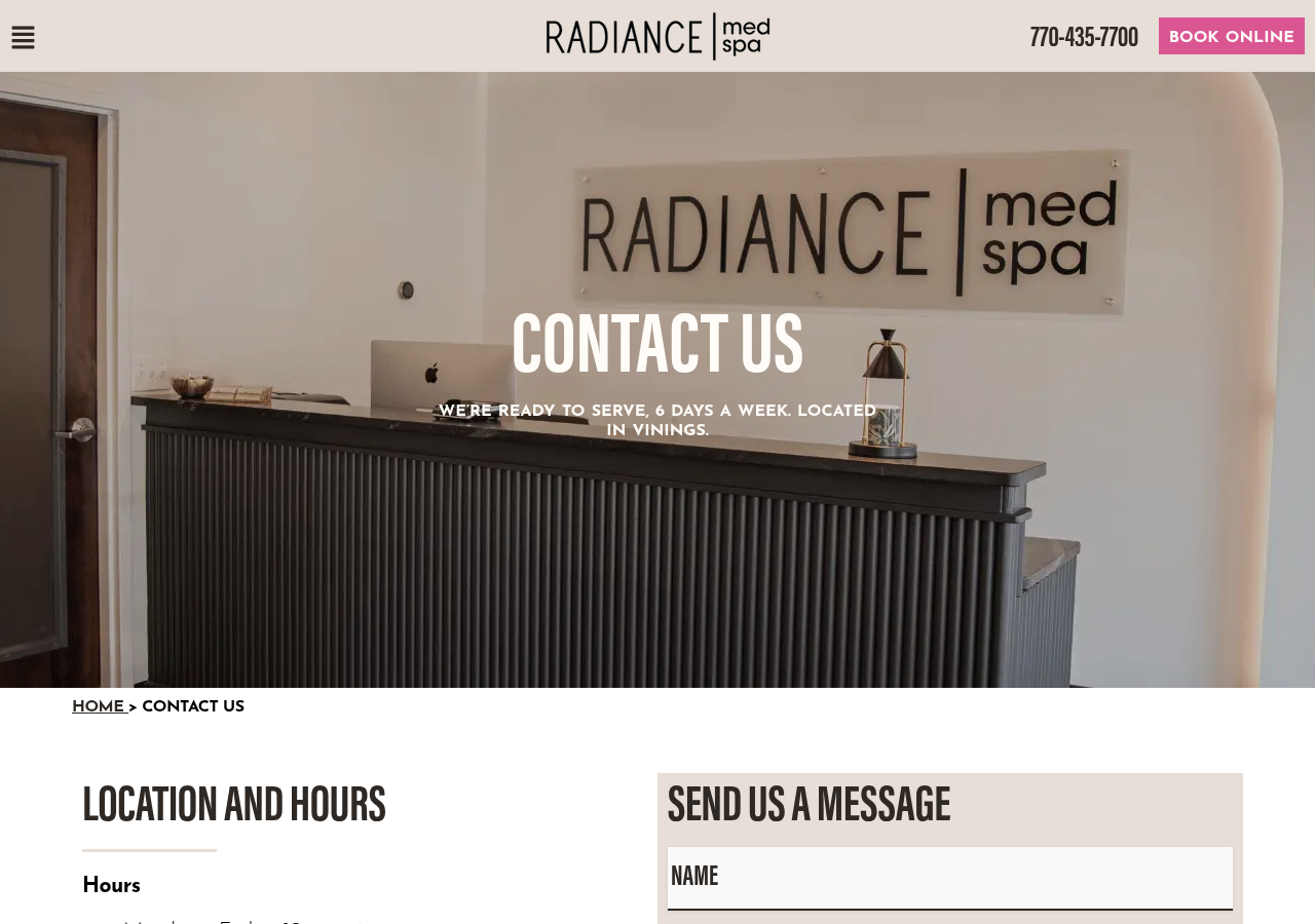 Screenshot of Contact Us - Radiance Medspa Atlanta