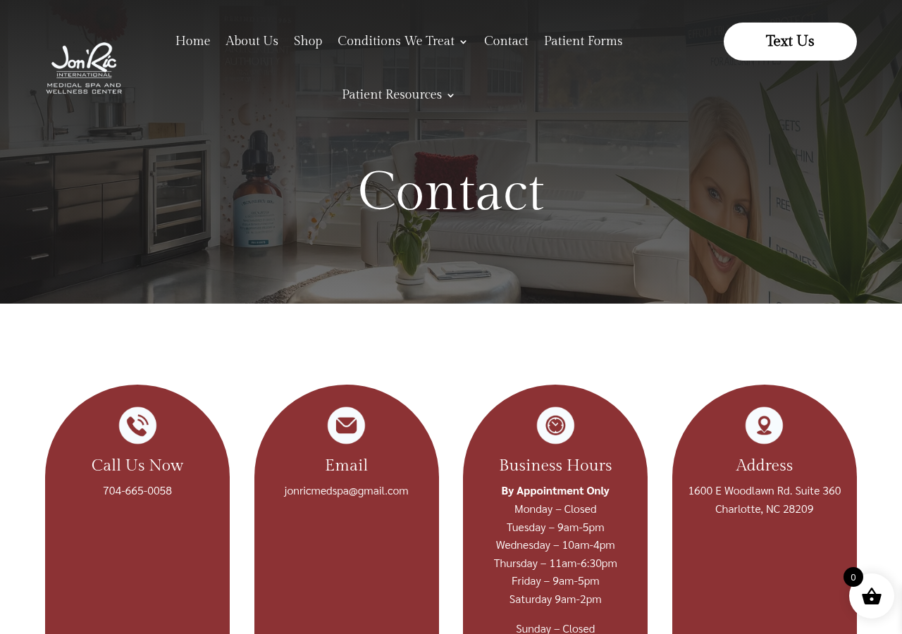 Screenshot of Contact Us - Jon'Ric Medical Spa & Wellness Center