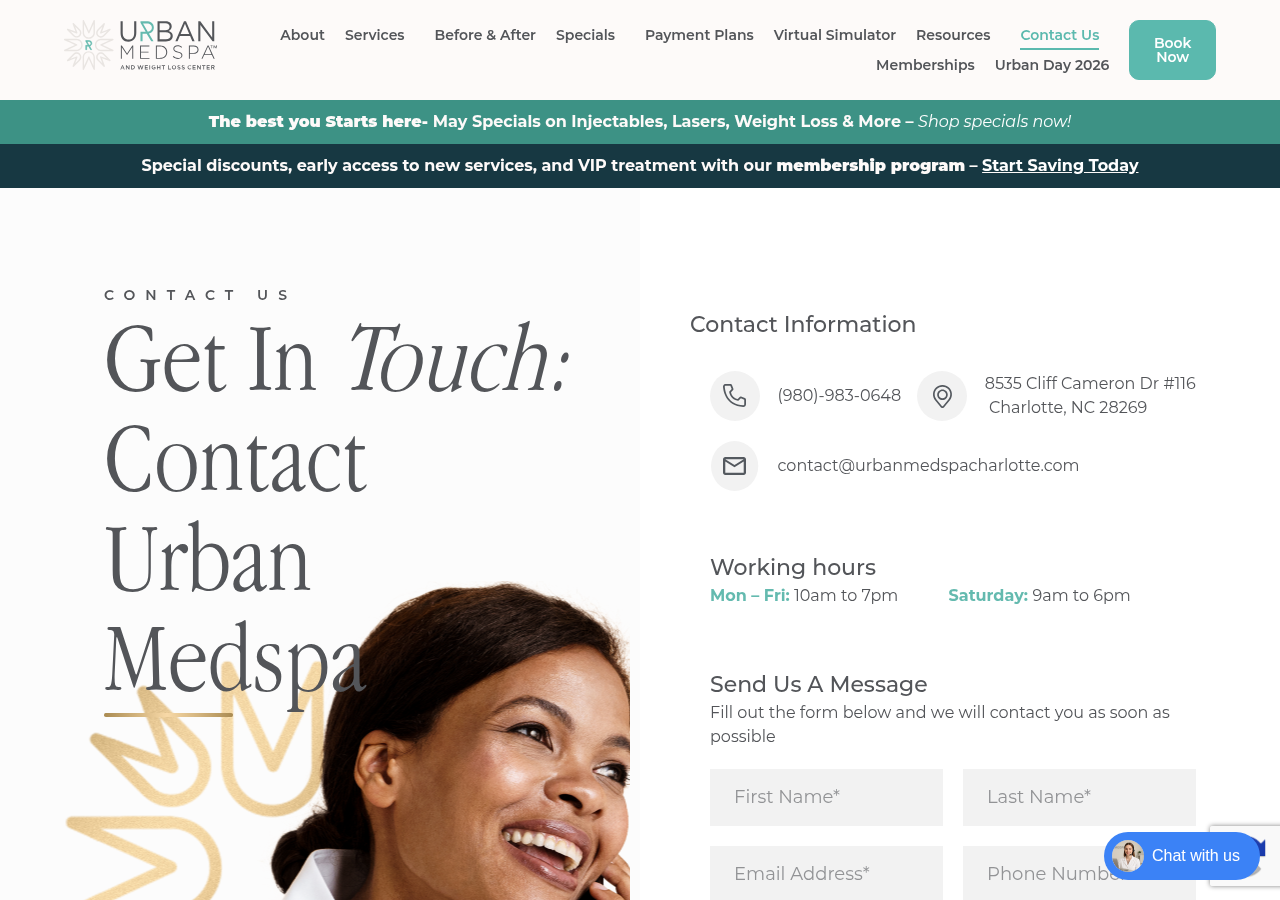 Screenshot of Contact Urban Medspa & Weight Loss Center in Charlotte, NC