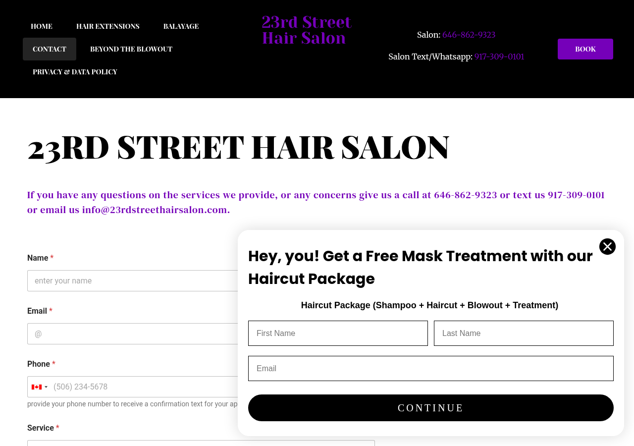 Screenshot of Contact Us - 23rd Street Hair Salon