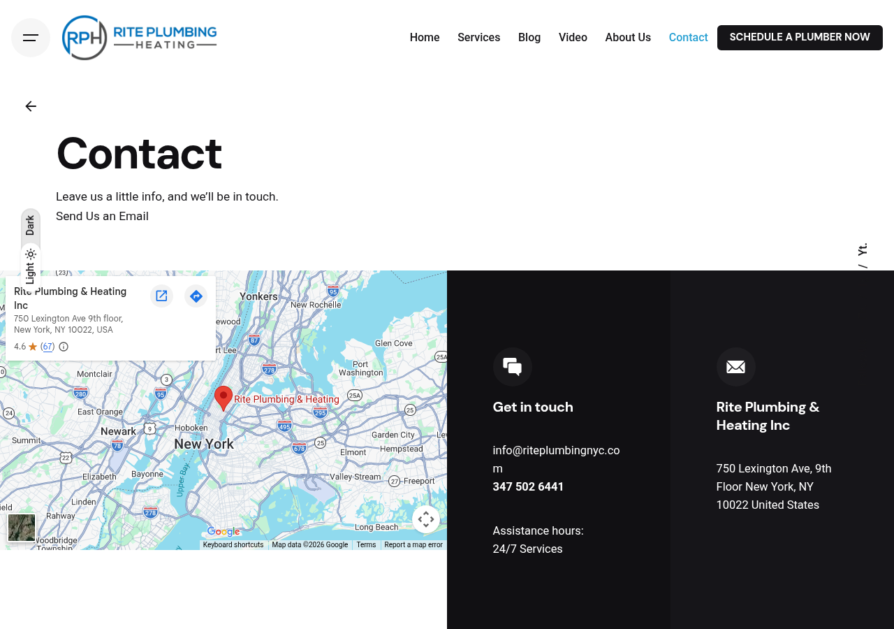 Screenshot of Contact - Professional Plumbing Services