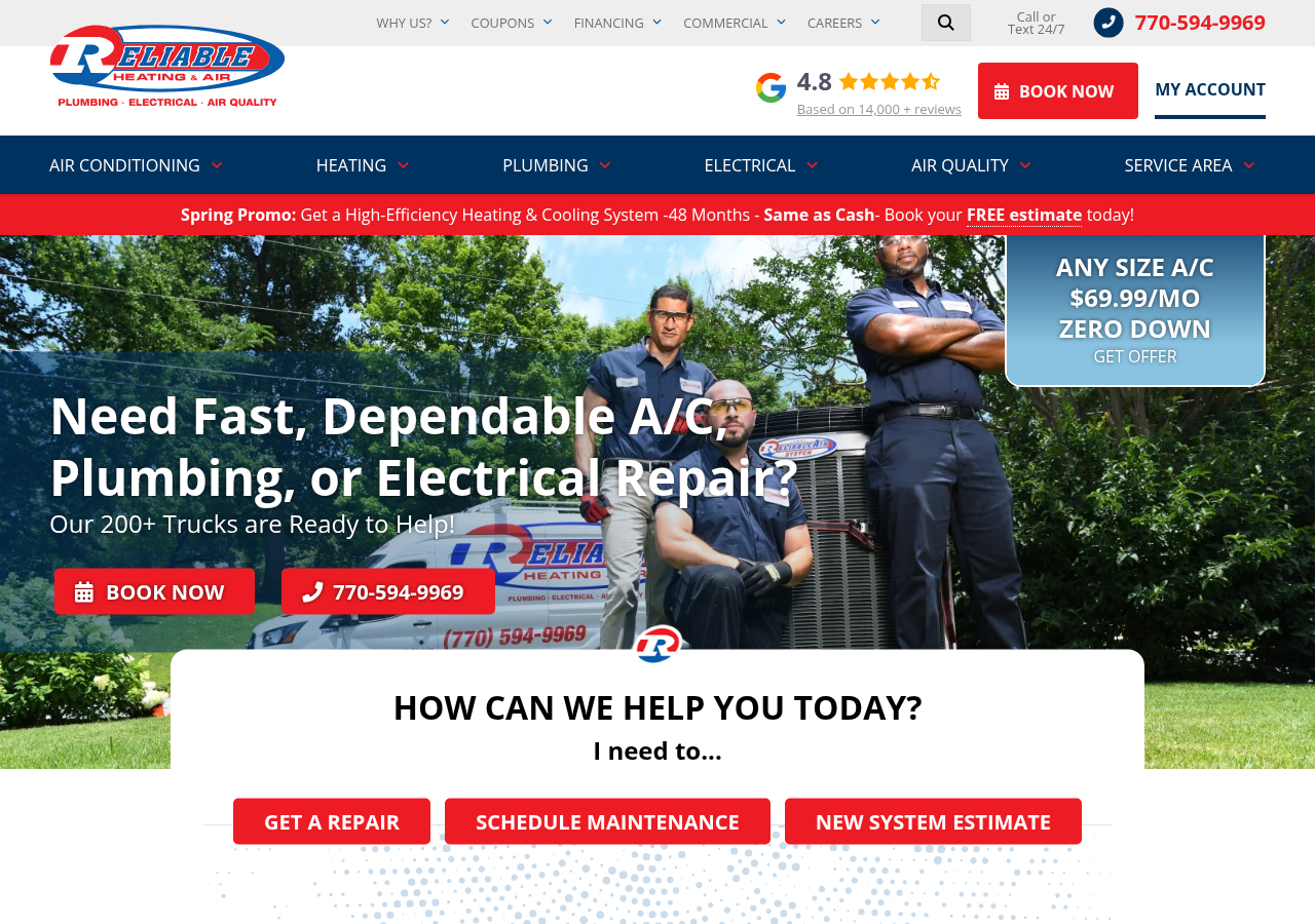 Screenshot of Atlanta AC Repair, HVAC Service & Install, Plumbing, and Electrical | Reliable Heating & Air