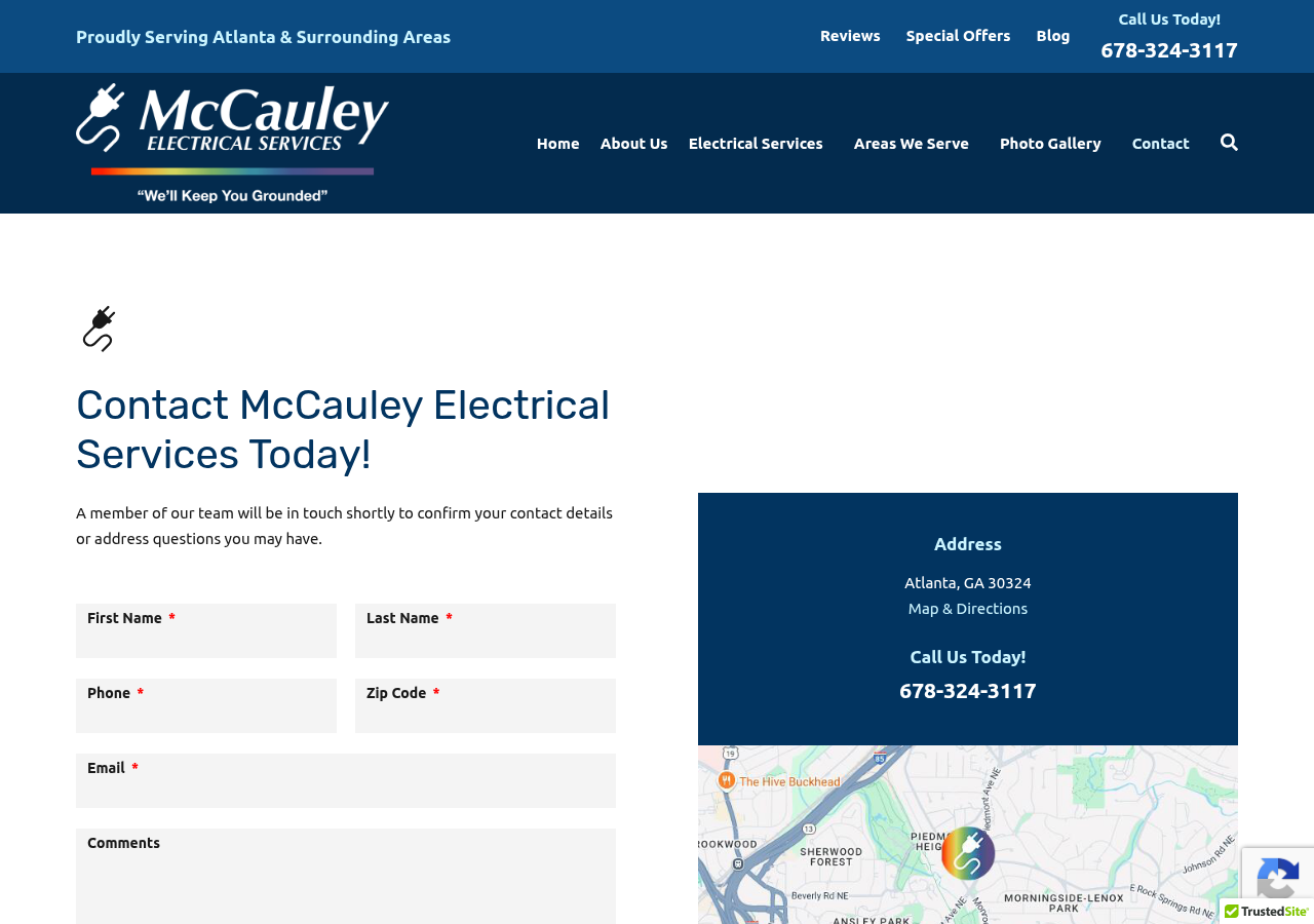 Screenshot of Contact Us | McCauley Electrical Service