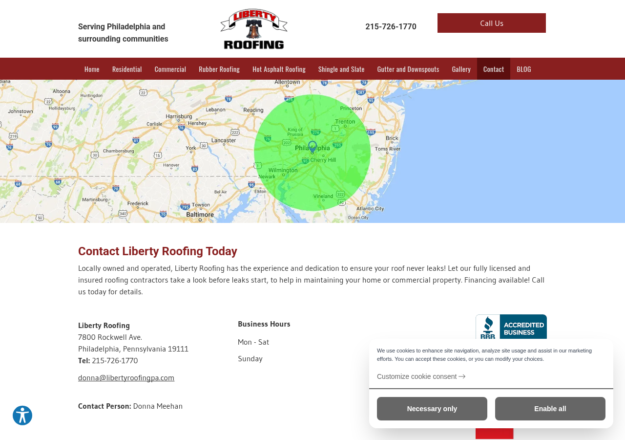 Screenshot of Contact Liberty Roofing | Philadelphia, PA | 215-726-1770
