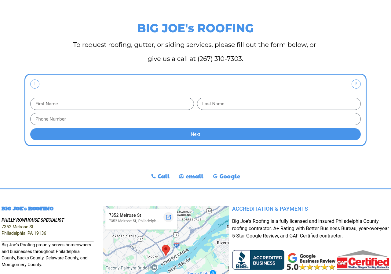 Screenshot of Big Joe's Roofing | Contact Big Joe's Roofing for Roofing Estimate
