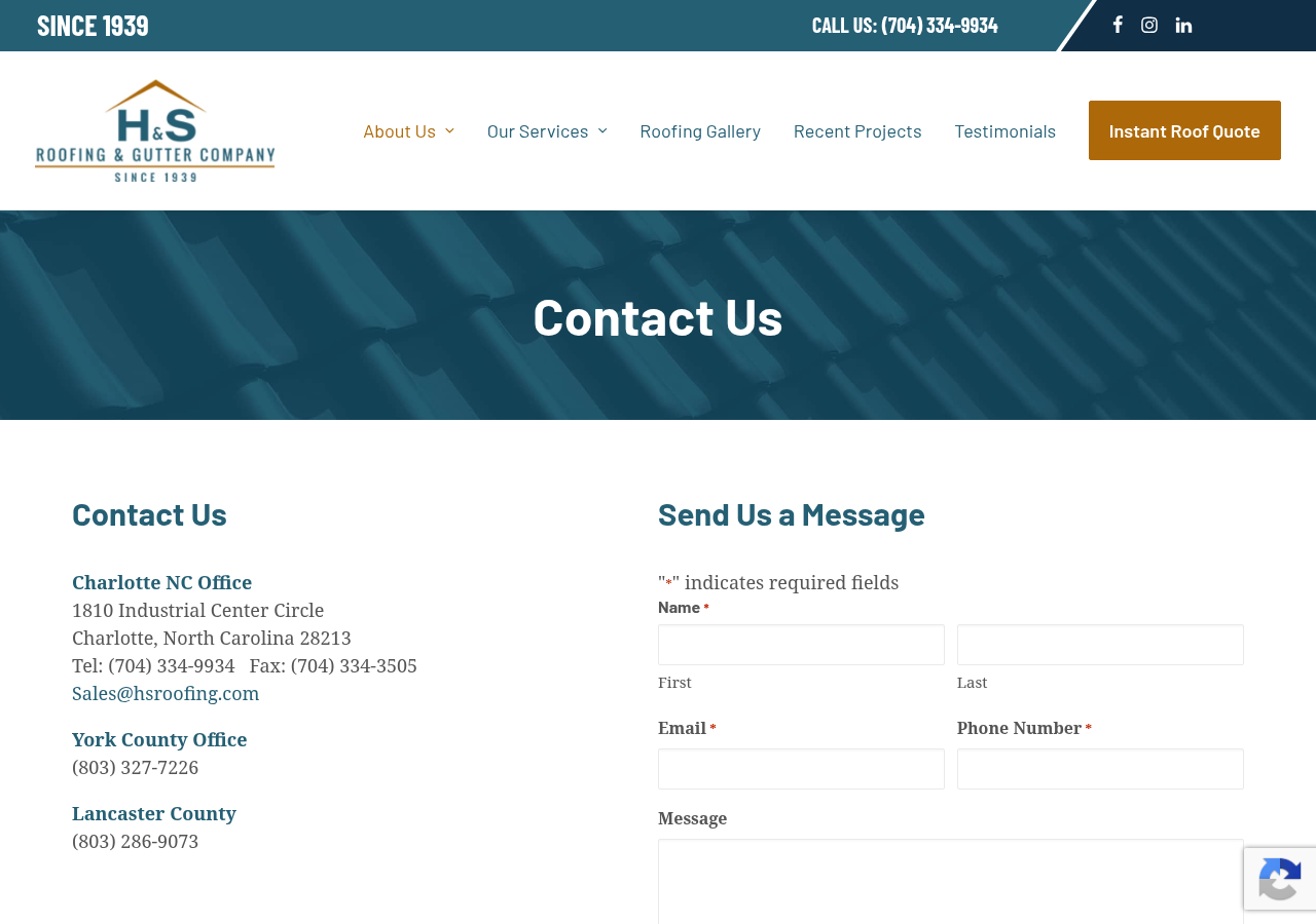 Screenshot of Contact Us | Charlotte Roofing | H&S Roofing and Gutters