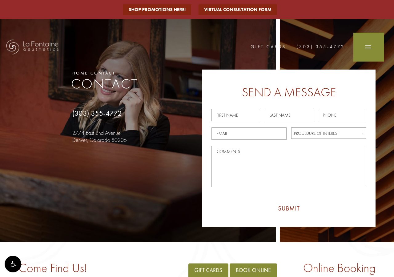 Screenshot of Contact Us | La Fontaine Aesthetics