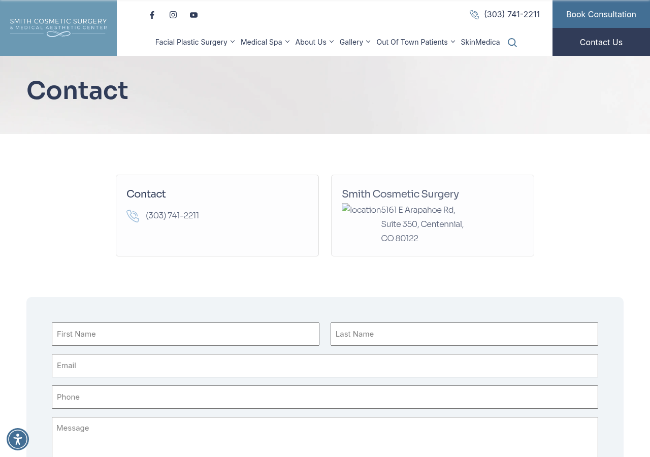 Screenshot of Contact Us - Denver Facial Plastic Surgery | Smith Cosmetic Surgery