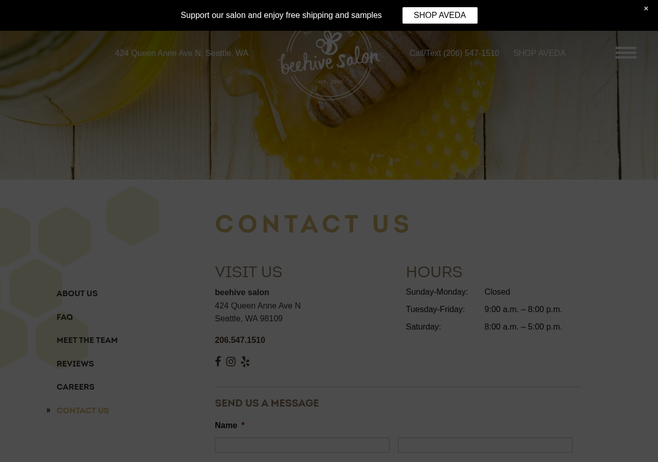 Screenshot of Contact Us | beehive salon | Seattle, WA