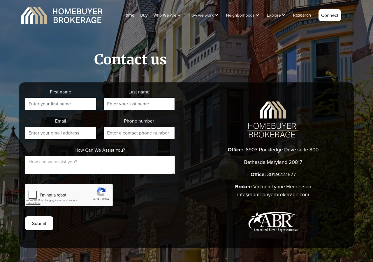 Screenshot of Contact Homebuyer Brokerage | Exceptional Service For Every HomeBuyer | Washington D.C., Maryland and Virginia