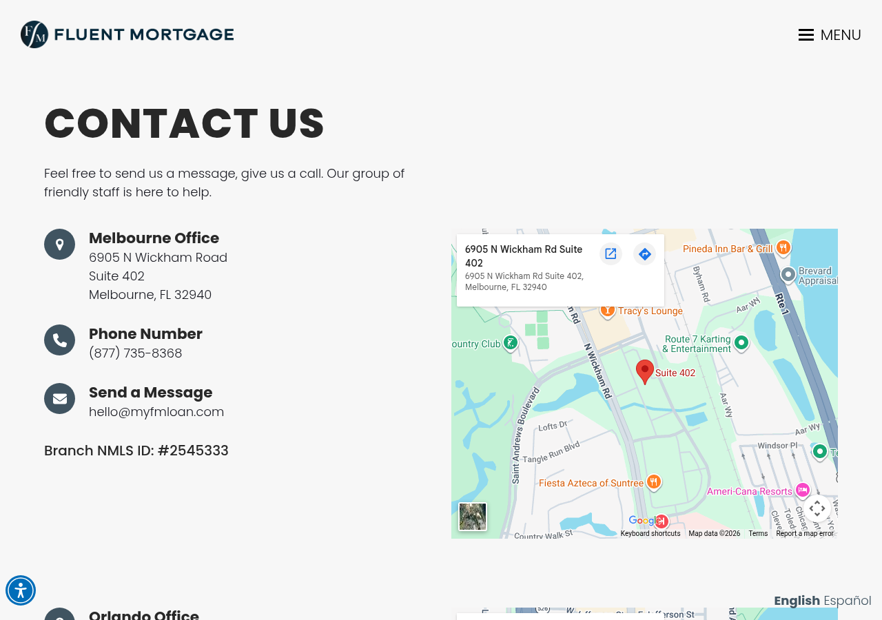 Screenshot of Contact Fluent Mortgage | Florida Mortgage Lenders