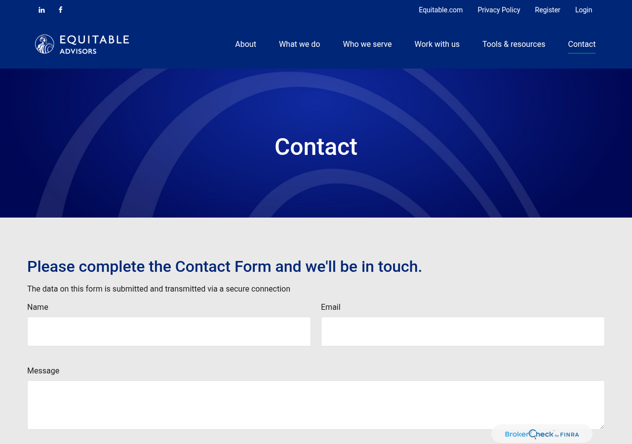 Screenshot of Contact | Equitable Advisors | Greater New York