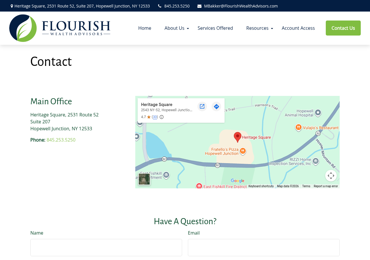 Screenshot of Contact | Flourish Wealth Advisors